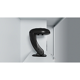 Vestiaire pompiers C+P Evolo Flexo, 1 compartiment, porte-casque, avec pieds, L 500 x P 500 x H 1950 mm, RAL 3000 rouge feu/RAL 7021 gris noir