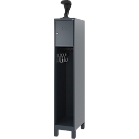 Vestiaire pompiers C+P Evolo, modèle YOUNGSTER, 1 compartiment, H 1630 x L 300 x P 500 mm, pieds, gris anthracite RAL 7016