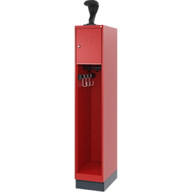 Vestiaire pompiers C+P Evolo Youngster, 1 compartiment, avec porte-casque, avec socle, L 300 x P 500 x H 1630 mm, RAL 3000 rouge feu/RAL 7016 gris anthracite