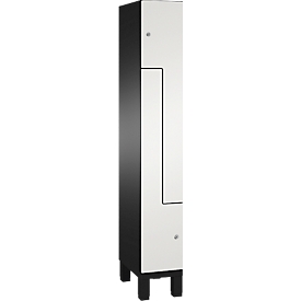 Vestiaire Z Cambio de C+P, 1 compartiment, sur pieds, L 300 x P 525 x H 1980 mm, gris noir/blanc