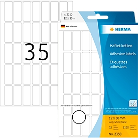 Vielzwecketiketten Herma, 12 x 30 mm, selbstklebend, permanent, matt, 1120 Stück, weiß