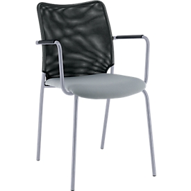 Vierfuß-Stuhl Sun, mit Armlehnen, alusilber/grau