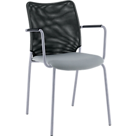 Vierpoot stoel Sun, met armleuningen, aluminium zilver/grijs