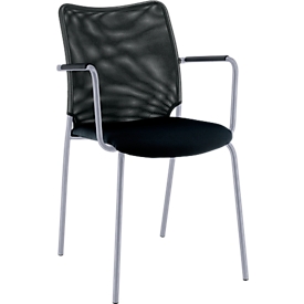 Vierpoot stoel Sun, met armleuningen, aluminium zilver/zwart