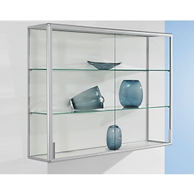 Vitrina de presentación de pared, 1220 x 300 x 1020 mm, plata