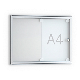 Vlak informatiebord, puntig, 2 x A4, Glazen deur met omlijsting