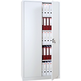 Vleugeldeurkast - staal -B 920 x D 420 x H 1950 mm - 4 legborden - afsluitbaar - lichtgrijs/lichtgrijs