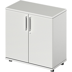 Vleugeldeurkast TETRIS WOOD - B 800 x D 421 x H 800 mm - 2 OH - hoogte inclusief glijders - lichtgrijs - ons merk Schäfer Shop Genius
