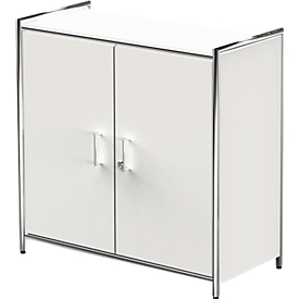 Vleugeldeurkast Toledo, met zicht-achterwand, afsluitbaar, 2 ordnerhoogten, B 800 x D 380 x H 780 mm, wit
