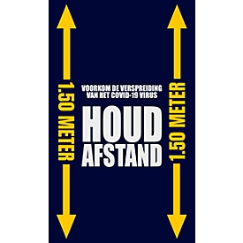 Voetmat “Afstand houden”, polyamide/vinyl, L 1500 x B 900 mm, blauw/geel/wit, Nederlandse markering