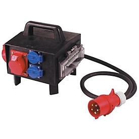 Volledig rubberen kleine verdeelkast CEE-32 A, 5-polig, 1x CEE 32 A, 2x CEE 16 A, 3x 230 V
