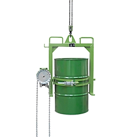 Volteador de barriles BAUER FD-SK con cadena, acero, An 1020 x P 650 x Al 1010 mm, verde