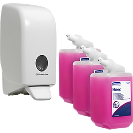 Voordeelset Kleenex® waslotion 6331, 18 flessen á 1 l + gratis Kimberly-Clark® Aquarius™ handzeepdispenser 6948, inhoud 1 l, wit
