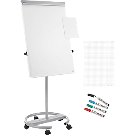 Voordeelset : MAUL mobiele flipover + 1 flipchartblok  + 4 markers + 1 concepthouder