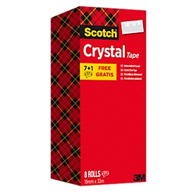 Voordeelset plakband Scotch® Crystal, 8 rollen, L 33 m x B 19 mm, Ø 26 mm