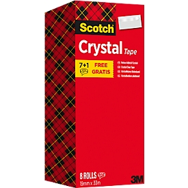 Voordeelset plakband Scotch® Crystal, 8 rollen, L 33 m x B 19 mm, Ø 26 mm