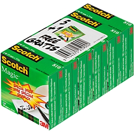 Voordeelset plakband Scotch® Magic™ 810, 6 rollen, L 33 m x B 19, Ø 26 mm