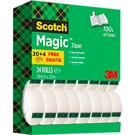 Voordeelset plakband Scotch® Magic™ Tape, 24 rollen, L 33 m x B 19 mm, Ø 26 mm