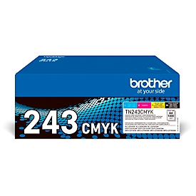 Voordeelset toners Brother TN-243CMYK, 4 x 1000 pagina's, zwart/cyaan/magenta/geel