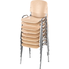 Voordelige set: Bezoekers- of vergaderstoel ISO WOOD - ergonomisch - hout - stapelbaar- verkocht per 8 stuks