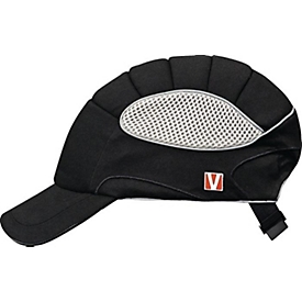 VOSS stootpet, EN 812:2013-04, zwart textiel, maat 52-60 cm, reflecterende piping