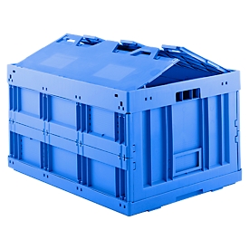 Vouwbare Eurobox FK 8450, L 800 x B 600 x H 450 mm, 173 l, met deksel, blauw