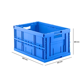 Vouwdoos in EURO-maat FK 6320, L 600 x B 400 x H 320 mm, 64 l, blauw