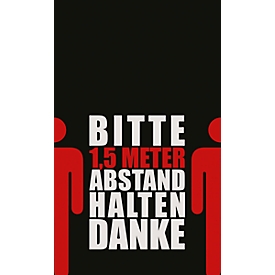 Vuilvangmat Houd afstand, voor binnen, polyamide/vinyl, L 1500 x B 900 x H 6 mm, zwart/rood/wit