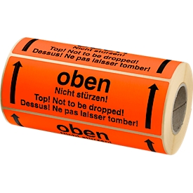 Waarschuwingsetiketten, boven - niet laten vallen!, 500 st.