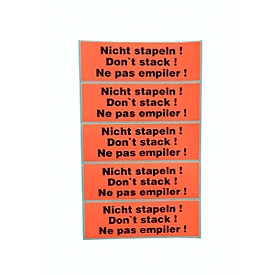 Waarschuwingsetiketten "Niet stapelen!", 125 stuks