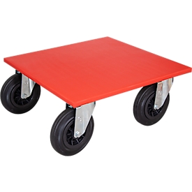 Wagner MM 1694 transport trolley, up to 500 kg, anti-slip coating, soft wheels, L 600 x W 600 mm, FSC® multiplex board, red