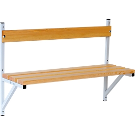 Wall bench, wood, 1015 mm wide, light grey (RAL 7035)