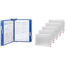 Wall element wall display panel system Tarifold, with 10 display boards and 5 transparent folders