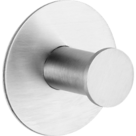 Wall hook, round, self-adhesive, Ø 50 x H 33 mm, stainless steel, silver, 1 piece