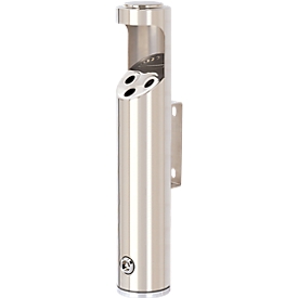 Wall-mounted ashtray made from stainless steel, round