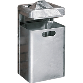Wall-mounted ashtray/waste combination, 35 litres, galvanised