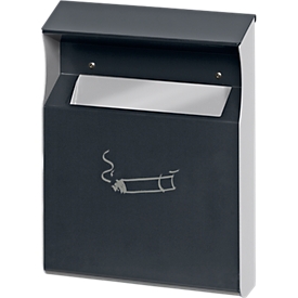 Wall-mounted ashtray with protective roof, black