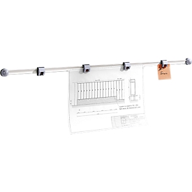 Wall rail presenter, plan holder, light grey