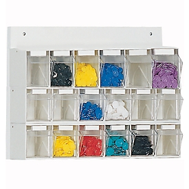 Wand-Mehrfach-Kleinteilelager MultiStore, 18 Lagerboxen, Volumen 4,7 l, B 600 x T 108 x H 410 mm, Holzplatte &amp; Polystyrol