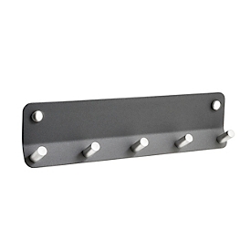 Wandgarderobe, 5 Haken, Eisen und Edelstahl, satin-grau/silber