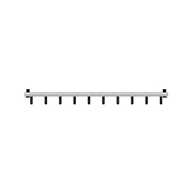 Wandgarderobe Functionals TERTIO, 10 Haken, bis 10 kg, B 1000 mm, Aluminium und Kunststoff, silber-dunkelgrau