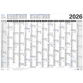 Wandkalender Korsch 2026, 14 Monate, Kalendarium für DE, B 970 x H 670 mm, Papier, weiß