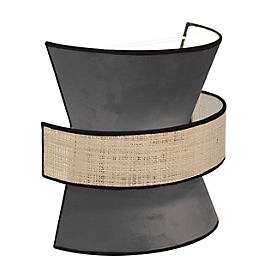 Wandleuchte Gatsby, Samt/Rattan, anthrazit, B 300 x T 300 x H 150 mm, 2 x E27, meet by paperflow