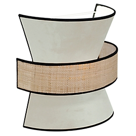 Wandleuchte Gatsby, Samt/Rattan, weiß, B 300 x T 300 x H 150 mm, 2 x E27, meet by Paperflow
