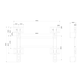 Wandsteun voor digitale flipchart Samsung WM85R Fl!p2, incl. instructies en schroeven, B 764 x D 28-100 x H 580 mm, zwart