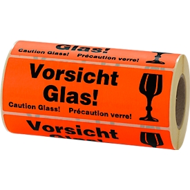 Warnetiketten, Vorsicht Glas!, 500 Stück