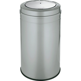 Waste collector with hinged lid, silver