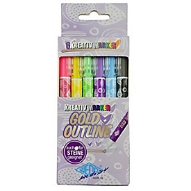 WEDO Set de marqueurs créatifs Gold + Outline, feutres à laque dorée avec contour coloré, pointe ogive, assortis, divers coloris. Couleurs, 6 pcs.