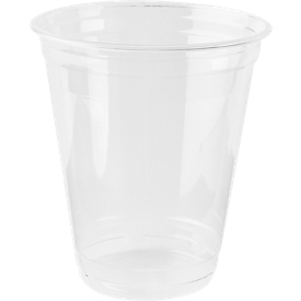 Wegwerp drinkbeker, alleen voor koude dranken, milieuvriendelijk PLA, volume 300 ml, H 106,8 x ø 95 mm, 70 stuks, glashelder.