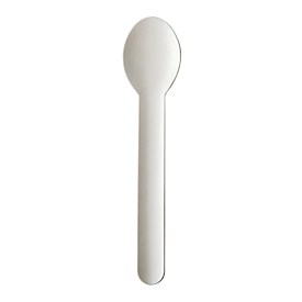 Wegwerpbestek Papstar Pure, lepel, L 155 mm, biologisch afbreekbaar, gemaakt van FSC®-gecertificeerd papier, wit, 100 stuks